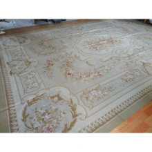 12X18 Light Green Color Oversize Extra Large Size Floral Wool Chinese Aubusson Rug China Handmade for French Great Room Bedroom